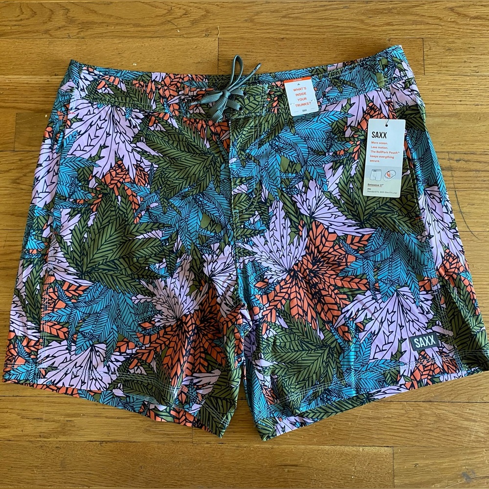 SAXX Swim Shorts Trunks 38 Betawave 2N1 Boardshort Tropical Sub Tropic BNWT New